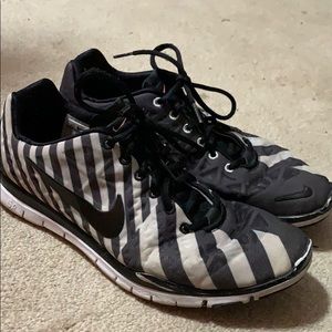 Black and white nike trainers